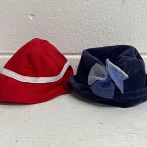 American Girl Red & Bitty Baby Velveteen Hat Bundle Lot of 2